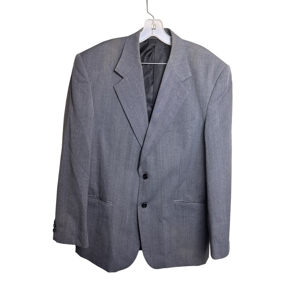 Midtown Man NY Blazer 42R Gray Polyester Wool Suit Jacket Business Casual Sport